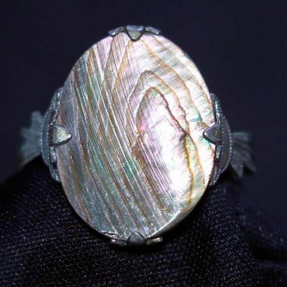 Sterling & Mother-of-Pearl Ring Size 7-1/4 - JRSP1 - Picture 1 of 5